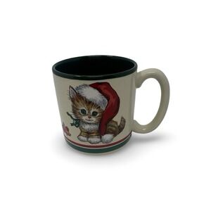 Christmas Cat Kitten Santa Mug 1989 Potpourri Press Vintage Korea Retro